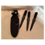 3 UZI throwing knives w/sheath