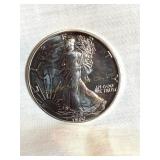 1990  (N/M) silver Eagle dollar coin, 1 oz. fine