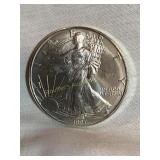 1997  (N/M) silver Eagle dollar coin, 1 oz. fine
