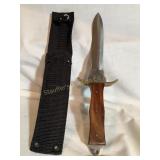 Fixed blade dagger, stainless, 7" blade, wooden