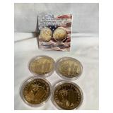 (4) 24 k gold plated 20th anniversary 9/11 proof