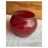 Vintage red glass railroad lantern globe, 3"D