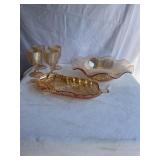 4 Iris wine glasses, marigold, depression,