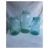 2 Ball blue glass qt jars-#4 & #2, Atlas 1/2 gal
