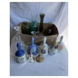 Misc bells, vases, etc, 8" tallest bell