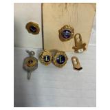 7 Lions club member service pins- Goldtone