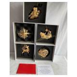 5 Danbury mint annual gold Christmas ornaments