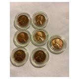 7 Wheat pennies, (2)1944D, 1945, (2)1945D, 1958,