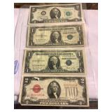 4 Ciculated bills- 1976 $2 dollar bill crisp