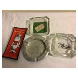 4 Vtg advertising ashtrays- Piper Planes, Hotel