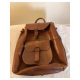 Leather back pack, 13x14"