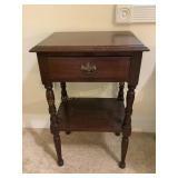 Cherry nightstand w/ drawer & shelf, turned