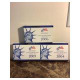 3 United States Mint Proof Sets, 2004, 2005, 2006
