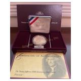 Thomas Jefferson 250th Anniversary Silver Dollar
