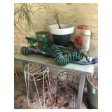 Metal work table, 36x24x30", plant caddies,