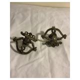 Pair drop bail drawer pulls, 2.25x2"