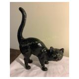 Vtg cast iron black cat, 7.5x10.5"