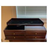 Mahogany desk/ valet jewelry organizer 16" x 6" x