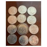 12 Ike half dollars-1977, 1972, 1971, 1776-1976