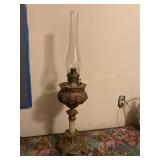 Antique 19th century Victorian oil lamp, brass