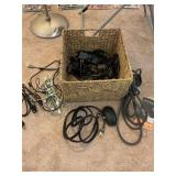 Misc cables, power cords etc in basket