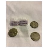 3 Nickels, (2) Liberty head V (1900, 1905) &