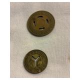2 Vintage transit fare  tokens -New York City &
