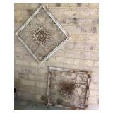 2 Distressed wood/metal wall decor pieces,