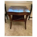Brandt? End table, cherry wood/stain, scalloped