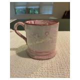 English Pink lusterware splash mug, 2 1/2" high