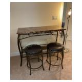 Counter height, pub bar set, faux marble top,
