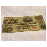 $5 banknote, Valley Bank of MD, Hagerstown, 1855