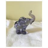 Fenton purple glass hand painted elephant 3"