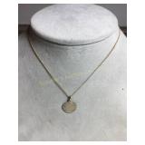 14 kt necklace marked NY CO, 15", w/pendant G,