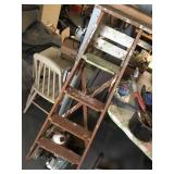5ft wood ladder,tool caddy w/ misc. hardware,etc