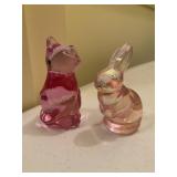 Fenton glad Bunny & pink cat- 2 3/4"