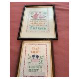 2 framed cross stitch pictures 12" x 15ï¿½ largest