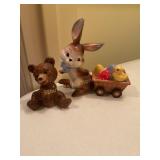 2 Goebel figures-Brown Bear Cub 3ï¿½& Bunny w/ Wagon