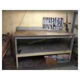 Work shop table w/mounted light & tool board only