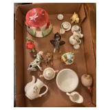 Misc small tea sets, fairy house, dogs, pixie etc