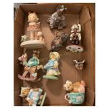 9 Misc figurines- cherished teddies, Coca-Cola,