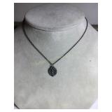 Sterling silver necklace, (has knot), w/St Mary
