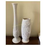 2 Lenox bud vases, tallest is 10.5", Blossoms of