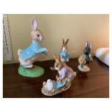4 Beatrice Potter rabbit figurines, tallest is i