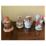 4 Beatrice Potter figurines, Mrs Tiggy Winkle,