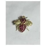 14 kt brooch/pendant, w/ruby stone, 3/4", .09 oz