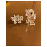 Swarovski crystal Frog & duck, 1 1/2" tallest
