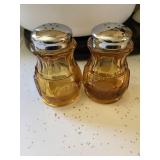 Fostoria Amber coin glass salt/pepper shakers, 3"
