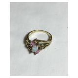 10 kt Ladies ring, Mother of pearl, pink