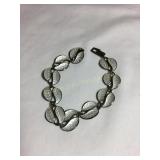 Sterling 925 S bracelet w/enamel leaves, 7",